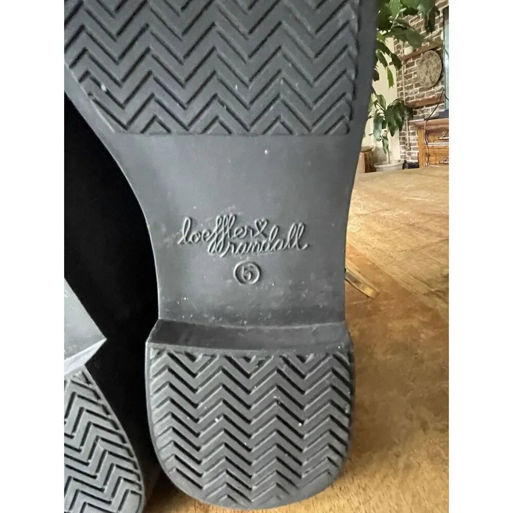 Loeffler Randall Black Rubber Rain Boots Gold Buckle Ankle Size 5